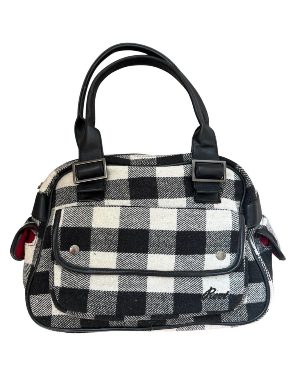 Roots Plaid Tote Bag Black White Flannel Retro